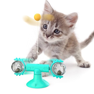 2020 new design hot selling  Cat toy Sucker Funny Cat Feather Windmill Turntable Toy Ball