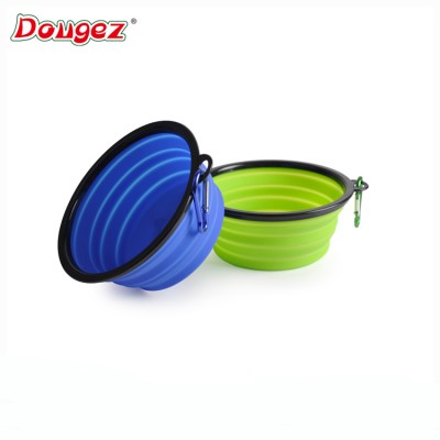 New design  silicone large size portable travel collapsible dog pet bowl with carabiner