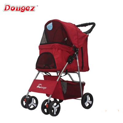 Factory New 4 wheel double pet trolleys Cat Dog Easy Walk Folding Travel Carrier Carriage Twin Pet Stroller